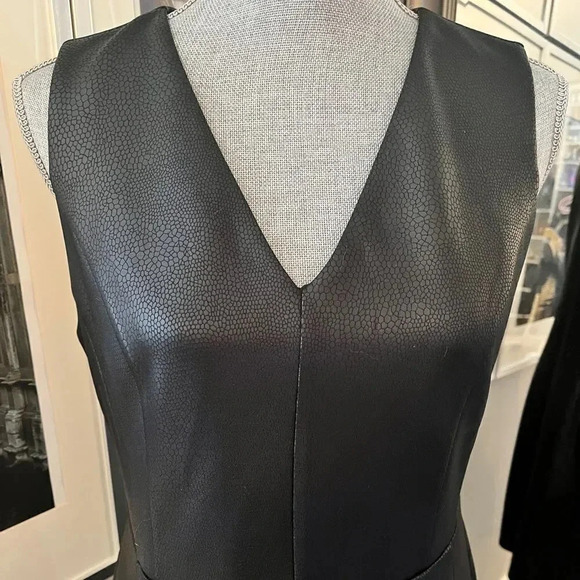THALIA SODI Faux Leather Sleeveless Lined Dress Pockets, Size M - Picture 3 of 13